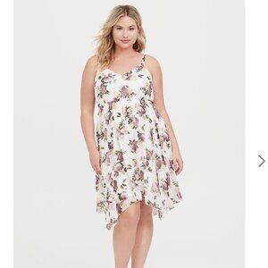 Floral Chiffon Handkerchief Dress